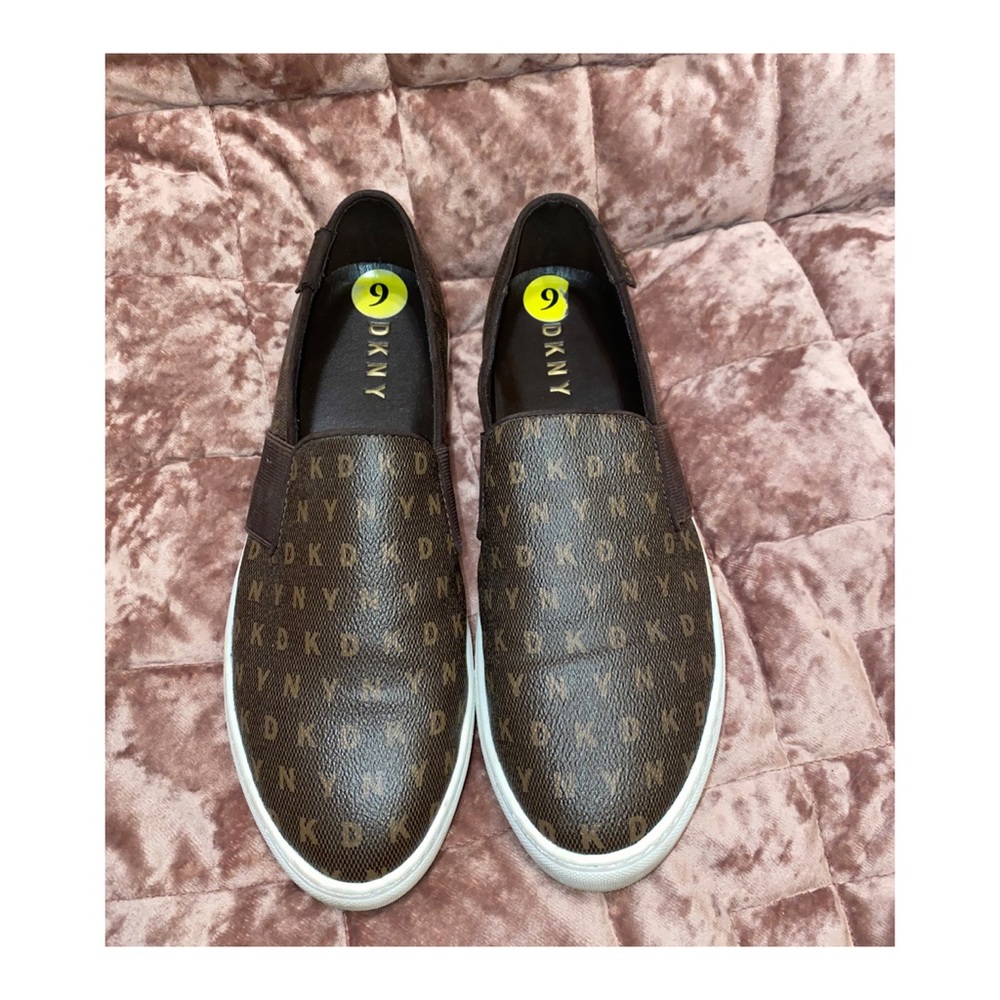 DKNY Brown Print Slip-On Sneakers